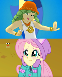 Size: 1016x1256 | Tagged: safe, edit, imported from derpibooru, screencap, fluttershy, sandalwood, cheer you on, equestria girls, equestria girls series, holidays unwrapped, spoiler:eqg series (season 2), blizzard or bust, female, male, mc sandalwood, plusplus, sandalshy, shipping, shipping domino, straight