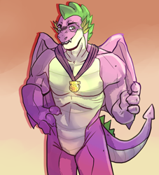 Size: 3620x3980 | Tagged: safe, artist:shepherd228666, imported from derpibooru, spike, dragon, the last problem, gigachad spike, older, older spike, smiling, winged spike, wings