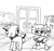 Size: 640x600 | Tagged: safe, artist:ficficponyfic, imported from derpibooru, oc, oc only, oc:emerald jewel, oc:ruby rouge, pony, colt quest, bandage, box, colt, cyoa, door, female, files, filly, foal, hair bun, japanese, knife, male, monochrome, plant, sign, story included, tail bun