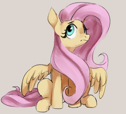 Size: 614x556 | Tagged: safe, artist:dotkwa, imported from derpibooru, fluttershy, pegasus, pony, female, looking away, looking up, mare, simple background, sitting, solo, spread wings, three quarter view, wings, wings down