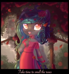 Size: 863x926 | Tagged: safe, artist:auroracursed, imported from derpibooru, oc, oc only, oc:damask rose, pony, semi-anthro, unicorn, bipedal, flower, garden, rose, solo, ych result