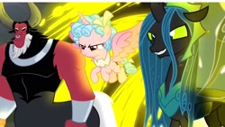 Size: 1920x1080 | Tagged: safe, imported from derpibooru, screencap, cozy glow, lord tirek, queen chrysalis, alicorn, pony, the ending of the end, leak, alicornified, cozycorn, race swap, ultimate chrysalis