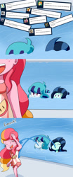 Size: 1000x2400 | Tagged: safe, artist:jake heritagu, imported from derpibooru, sonata dusk, oc, oc:dolly dusk, oc:honeycrisp blossom, comic:aria's archives, honeycrisp tales, equestria girls, clothes, comic, female, offspring, one-piece swimsuit, parent:big macintosh, parent:chancellor neighsay, parent:princess cadance, parent:sonata dusk, parents:cadmac, swimming pool, swimsuit