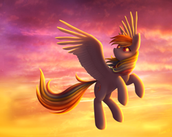 Size: 3500x2800 | Tagged: safe, artist:avrameow, imported from derpibooru, rainbow dash, pegasus, pony, backlighting, cloud, cloudy, cutie mark, female, flying, mare, sky, solo, spread wings, wings