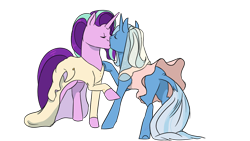 Size: 1024x577 | Tagged: safe, artist:peikonhannantupsu, imported from derpibooru, starlight glimmer, trixie, pony, unicorn, butt, clothes, dress, duo, female, kiss on the lips, kissing, lesbian, mare, marriage, plot, shipping, simple background, startrix, transparent background, wedding, wedding dress