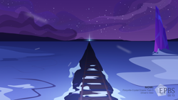 Size: 3200x1800 | Tagged: safe, artist:aaronmk, imported from derpibooru, crystal, crystal empire, night, no pony, offscreen character, pov, railroad, scenery, snow, television, train, vector