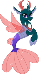 Size: 792x1500 | Tagged: safe, artist:cloudy glow, artist:cloudyglow, imported from derpibooru, pharynx, changedling, changeling, seapony (g4), fin wings, fins, looking at you, male, movie accurate, prince pharynx, seapony pharynx, simple background, smiling, species swap, tail, transparent background, wings