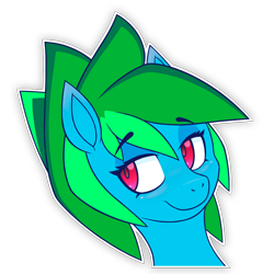 Size: 1024x1024 | Tagged: safe, artist:elastiboy, artist:xrossolaris, derpibooru exclusive, imported from derpibooru, oc, oc only, oc:land cruiser, pony, bust, colored, digital art, female, flat colors, looking at you, mare, solo, telegram sticker