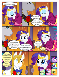 Size: 612x792 | Tagged: safe, artist:newbiespud, edit, edited screencap, imported from derpibooru, screencap, applejack, fluttershy, pinkie pie, prince blueblood, rainbow dash, rarity, twilight sparkle, earth pony, pegasus, pony, unicorn, comic:friendship is dragons, the best night ever, angry, bowtie, clothes, comic, dialogue, dress, eyes closed, female, flower, freckles, frown, gala dress, gritted teeth, horn, jewelry, male, mane six, mare, open mouth, rose, screencap comic, shocked, smiling, stallion, surprised, tiara, unicorn twilight