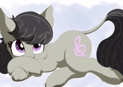Size: 4093x2894 | Tagged: safe, artist:greed, imported from derpibooru, octavia melody, earth pony, pony, colored, cute, digital art, female, filly, leonine tail, looking at you, shading, simple background, solo, unshorn fetlocks, white background, younger