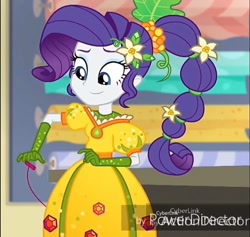 Size: 749x711 | Tagged: safe, imported from derpibooru, screencap, rarity, equestria girls, equestria girls series, holidays unwrapped, spoiler:eqg series (season 2), clothes, cornucopia costumes, costume, cropped, dress, female, inflatable dress, o come all ye squashful, solo, solo focus, watermark