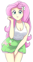 Size: 1228x2283 | Tagged: safe, artist:sumin6301, imported from derpibooru, fluttershy, equestria girls, adorasexy, breasts, busty fluttershy, cleavage, clothes, cute, digital art, female, legs, miniskirt, moe, sexy, shyabetes, simple background, skirt, solo, stupid sexy fluttershy, tanktop, thighs, white background