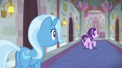 Size: 1920x1080 | Tagged: safe, imported from derpibooru, screencap, starlight glimmer, trixie, pony, a horse shoe-in