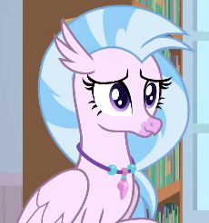 Size: 230x246 | Tagged: safe, imported from derpibooru, screencap, silverstream, classical hippogriff, hippogriff, a horse shoe-in, book, bookshelf, cropped, cute, diastreamies, female, jewelry, necklace, smiling, solo, teenager