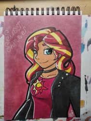 Size: 507x675 | Tagged: safe, artist:evianix, imported from derpibooru, sunset shimmer, equestria girls, female, solo, traditional art