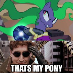 Size: 1280x1296 | Tagged: safe, edit, edited screencap, imported from derpibooru, screencap, mane-iac, pony, power ponies (episode), antagonist, doctor octopus, electro orb, meme, spider-man, spider-man 2, that's my pony, that's my x