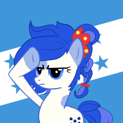 Size: 2450x2450 | Tagged: safe, artist:archooves, derpibooru exclusive, imported from derpibooru, oc, oc only, oc:honduras, earth pony, pony, honduras, nation ponies, ponified, rainbow dash salutes, salute, solo