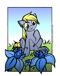 Size: 805x1010 | Tagged: safe, artist:shema-the-lioness, artist:shemalioness, imported from derpibooru, derpy hooves, pegasus, pony, bridle gossip, female, inktober, mare, poison joke, raised hoof, sitting, solo, underp, worried