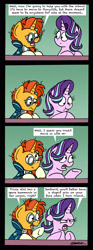 Size: 1300x3507 | Tagged: safe, artist:bobthedalek, imported from derpibooru, starlight glimmer, sunburst, pony, unicorn, a horse shoe-in, blaze (coat marking), coat markings, comic, dialogue, facial markings, implied starburst, implied trixie, scrunchy face, socks (coat markings), speech bubble, starlight glimmer is not amused, starlight is not amused, sunburst is a goddamn genius, unamused
