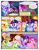 Size: 612x792 | Tagged: safe, artist:christhes, imported from derpibooru, applejack, fluttershy, pinkie pie, twilight sparkle, earth pony, pegasus, pony, unicorn, comic:friendship is dragons, blast, braided tail, clothes, collaboration, comic, dialogue, dress, eyes closed, freckles, gala dress, glowing horn, grin, hat, holding a pony, hoof shoes, horn, looking back, looking up, magic, magic blast, magma beast, night, onomatopoeia, running, sacred, scared, show accurate, smiling, stars, unicorn twilight, vine, worried