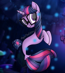 Size: 1920x2160 | Tagged: safe, artist:aryatheeditor, imported from derpibooru, sci-twi, twilight sparkle, sea pony, seapony (g4), my little pony: the movie, spoiler:my little pony the movie, cutie mark, element of magic, female, fins, geode of telekinesis, glasses, magical geodes, photo, seaponified, seapony sci-twi, seapony twilight, seaquestria, solo, species swap, underwater