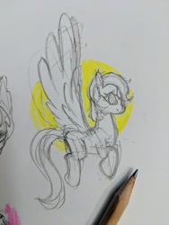 Size: 1512x2016 | Tagged: safe, artist:taytinabelle, derpibooru exclusive, imported from derpibooru, pegasus, pony, female, flying, generic pony, large wings, mare, pencil drawing, simple background, solo focus, spread wings, traditional art, wings