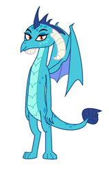 Size: 772x1212 | Tagged: safe, artist:theawesomeguy98201, imported from derpibooru, princess ember, dragon, curved horn, cute, horn, looking at you, wings