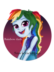 Size: 750x1000 | Tagged: safe, artist:snackcracklepop, imported from derpibooru, rainbow dash, equestria girls, aesthetics, alternate clothes, alternate hairstyle, alternate outfits, cute, dashabetes, looking at you, smiley face, smiling