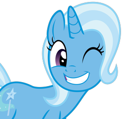 Size: 3833x3708 | Tagged: safe, artist:sketchmcreations, imported from derpibooru, trixie, pony, unicorn, a horse shoe-in, female, mare, one eye closed, simple background, smiling, solo, transparent background, vector, wink