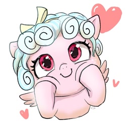 Size: 540x536 | Tagged: safe, artist:dhy03032, imported from derpibooru, cozy glow, pegasus, pony, cozybetes, cute, female, filly, heart, simple background, solo, squishy cheeks, white background