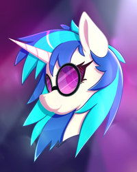 Size: 2880x3600 | Tagged: safe, artist:silshadnic, imported from derpibooru, dj pon-3, vinyl scratch, pony, unicorn, bust, female, looking back, portrait, simple background, solo