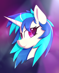 Size: 2880x3600 | Tagged: safe, alternate version, artist:silshadnic, imported from derpibooru, dj pon-3, vinyl scratch, pony, unicorn, bust, female, looking back, portrait, simple background, solo