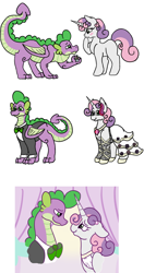 Size: 528x1000 | Tagged: safe, artist:flamirasplitz, imported from derpibooru, spike, sweetie belle, pony, unicorn, bride, clothes, dress, female, love, male, marriage, marriage proposal, older, older spike, older sweetie belle, shipping, spikebelle, straight, tuxedo, wedding, wedding dress