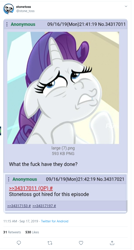Size: 612x1140 | Tagged: safe, imported from derpibooru, rarity, dragon dropped, meta, stonetoss, text, twitter