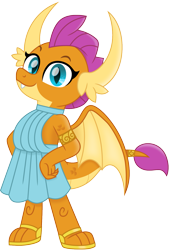 Size: 1013x1500 | Tagged: safe, artist:cloudy glow, artist:cloudyglow, imported from derpibooru, smolder, dragon, clothes, cute, dragoness, dress, feet, female, formal wear, sandals, simple background, smolderbetes, solo, transparent background, vector