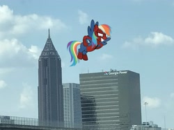 Size: 4032x3024 | Tagged: safe, artist:happyperson14, imported from derpibooru, rainbow dash, pony, atlanta, building, georgia (state), irl, photo, ponies in real life, spider-man, spider-mare