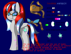 Size: 3000x2300 | Tagged: safe, artist:jimmy draws, imported from derpibooru, oc, oc:thunder andreos, pegasus, pony, cutie mark, demi-god, glasses, mask, new god of thunder, thunder