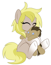 Size: 1311x1643 | Tagged: safe, artist:crystal-tranquility, imported from derpibooru, doctor whooves, time turner, oc, oc:timestep, earth pony, pony, female, filly, plushie, simple background, transparent background