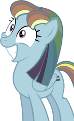 Size: 3905x6380 | Tagged: safe, artist:batbow, imported from derpibooru, rainbow dash, pegasus, pony, the cutie map, bad end, broken spirit, egalitarianism, equal cutie mark, equalized, equalized mane, fake smile, female, mare, screaming internally, simple background, smiling, solo, transparent background, vector, wide smile