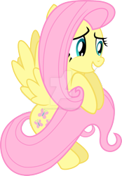 Size: 745x1072 | Tagged: safe, artist:superanimefanart, imported from derpibooru, fluttershy, pegasus, pony, daring don't, cute, female, flying, holding tail, mare, obtrusive watermark, shyabetes, simple background, smiling, solo, tail hold, transparent background, vector, watermark, wings