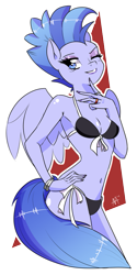 Size: 509x1020 | Tagged: safe, artist:shelltoon, imported from derpibooru, oc, oc only, oc:nimbostratus, anthro, pegasus, anthro oc, bikini, clothes, female, mare, mohawk, nail polish, simple background, solo, swimsuit, transparent background