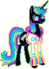 Size: 164x230 | Tagged: safe, artist:yamino, imported from derpibooru, oc, oc:yamino, pony, unicorn, clothes, female, glasses, hoodie, mare, pixel art, rainbow hair, simple background, transparent background, wingding eyes