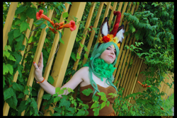Size: 5184x3456 | Tagged: safe, artist:krazykari, imported from derpibooru, cinder glow, human, absurd resolution, clothes, cosplay, costume, flower, irl, irl human, photo, solo