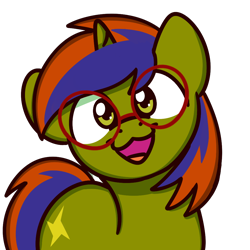 Size: 1000x1000 | Tagged: safe, artist:sugar morning, imported from derpibooru, part of a set, oc, oc only, oc:storm spark, pony, unicorn, :3, adorkable, commission, cute, dork, glasses, looking at you, male, open mouth, simple background, smiling, solo, sugar morning's smiling ponies, transparent background, ych result