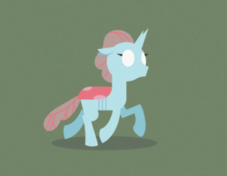 Size: 1972x1528 | Tagged: safe, artist:gd_inuk, imported from derpibooru, ocellus, changedling, changeling, blank eyes, empty eyes, female, green background, lineless, no mouth, no pupils, simple background, solo, trotting, walking