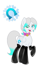 Size: 3039x4707 | Tagged: safe, artist:darkstorm mlp, artist:snowbankst, artist:wishing star, imported from derpibooru, oc, oc only, oc:cold front, pegasus, pony, bell, clothes, cutie mark, latex, latex collar, latex socks, male, pegasus oc, socks, solo, submissive