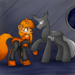 Size: 1958x1967 | Tagged: safe, artist:darklight1315, imported from derpibooru, oc, hybrid, pony, oc x oc, shipping, white changeling