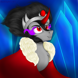 Size: 1958x1967 | Tagged: safe, artist:darklight1315, imported from derpibooru, king sombra, pony, unicorn, jewelry, male, regalia, smiling, stallion