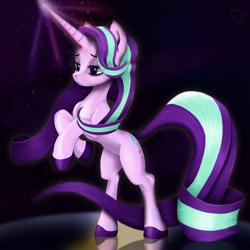 Size: 4000x4000 | Tagged: safe, artist:teridax63, imported from derpibooru, starlight glimmer, pony, unicorn, female, glowing horn, horn, long horn, long mane, long tail, solo