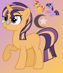 Size: 1920x2239 | Tagged: safe, artist:princessmoonstaryt, imported from derpibooru, sci-twi, sunset shimmer, twilight sparkle, oc, unicorn, equestria girls, adoptable, equestria girls ponified, female, lesbian, magical lesbian spawn, offspring, parent:sci-twi, parent:sunset shimmer, parents:scitwishimmer, scitwishimmer, shipping, sunsetsparkle, unicorn sci-twi